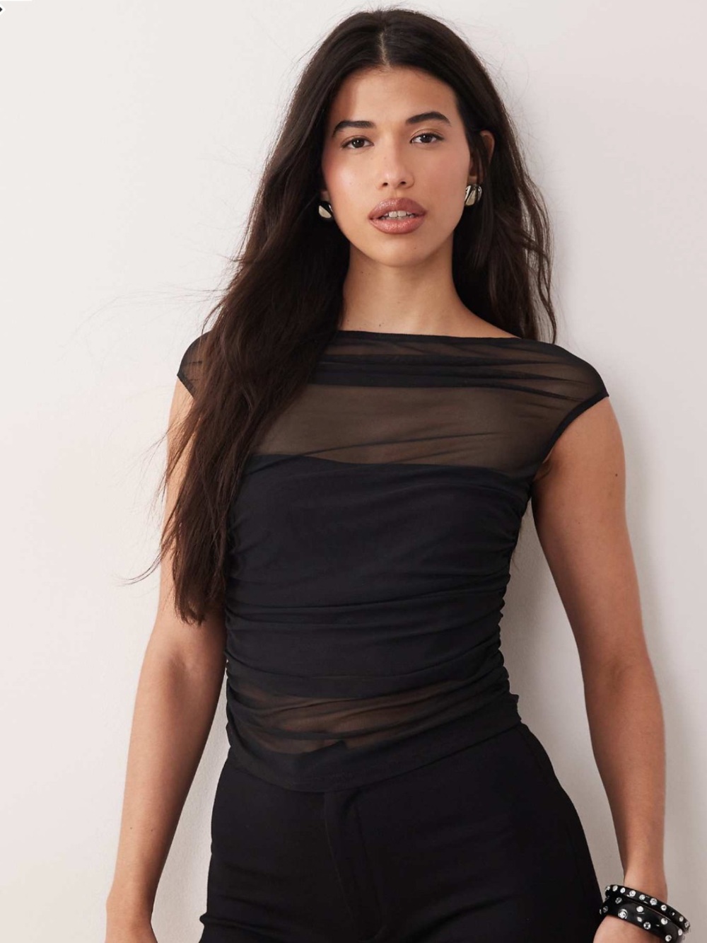 Off the shoulder Mesh Top